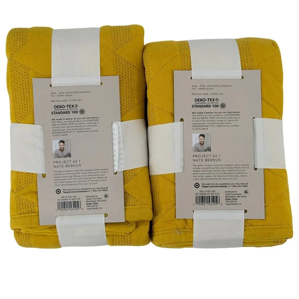 Project 62 Nate Berkus Standard Pillow Shams Lot Yellow 20x26 Set of 2 New